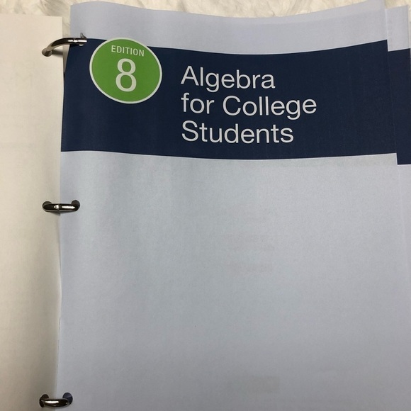 ALGEBRA for College Students 8th Edition Loose Leaf Pages with Binder - Picture 5 of 6